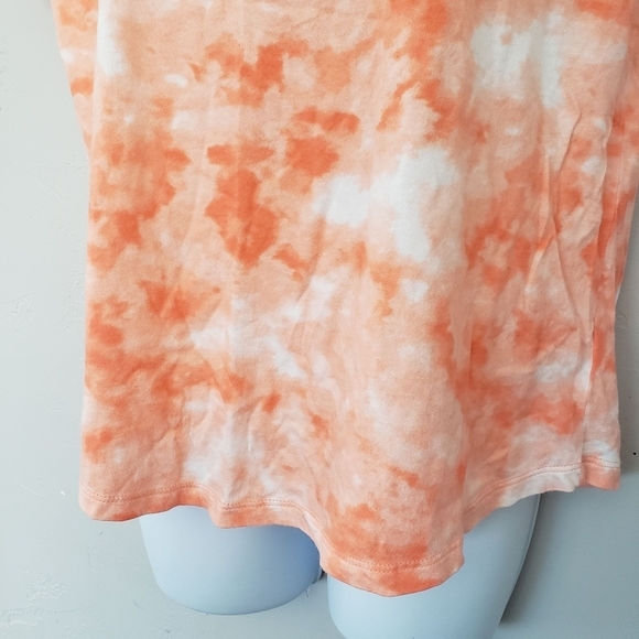 Old Navy The Easy Tee Medium Orange White Tie Dye Short Sleeve Shirt Palm Tree - Picture 2 of 6